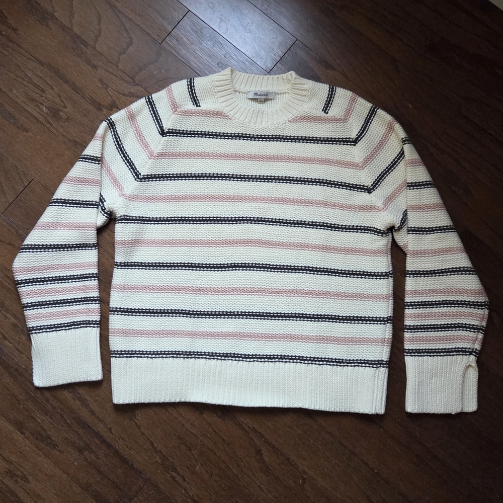 Madewell Cotton Crewneck Sweater in Stripe Size S - Picture 2 of 8